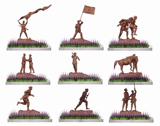 革命红军雕塑小品 红军人物雕塑 雕塑小品 红军人物铜雕