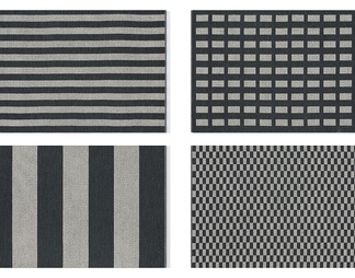 高级黑白灰几何条纹地毯
