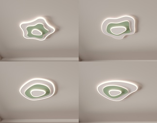 卧室灯  创意 奶油风 绿色新款极简儿童房吸顶灯组合-VR