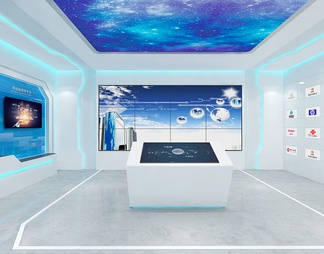 科技企业展厅 互动触摸一体机 LED拼接大屏 LOGO墙 荣誉墙