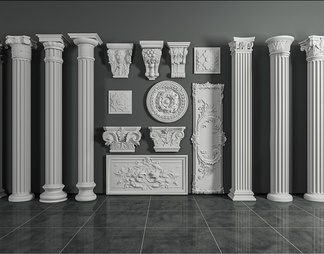 石膏罗马柱雕花柱头组合