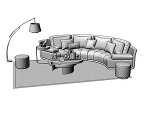 圆弧沙发茶几组合