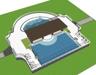 廊架游泳池喷泉