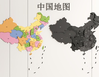 中国地图墙饰挂件 立体地图挂件