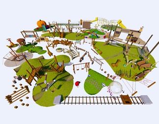 儿童木制游乐设施 无动力设施 生态儿童游乐设施 游乐器材 儿童器材