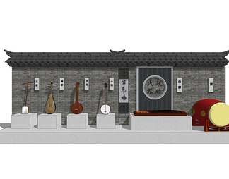 乡村民俗乐器景墙围墙