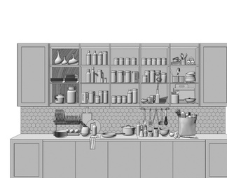 厨房用品组合 厨房器具 调味料瓶 厨房电器