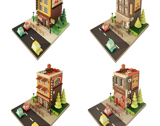 建筑游戏街景摆件玩具