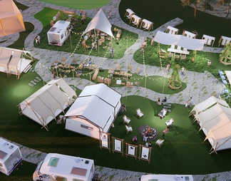 露营公园景观 露营基地规划 帐篷 天幕野餐 帐篷营地 网红打卡地