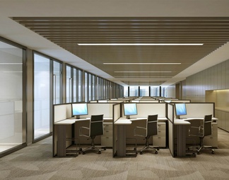 1200㎡办公室室内施工图+效果图 办公空间 办公室 会议室