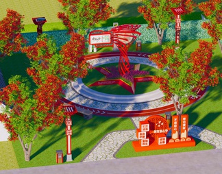 红色文化广场 文化景墙 红色文化 革命雕塑小品 雕塑小品