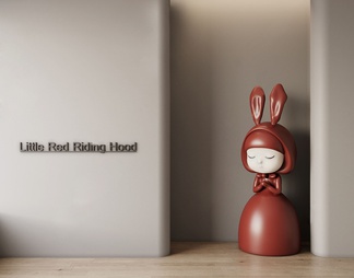 兔子小红帽雕塑摆件