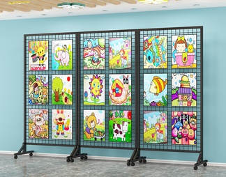 网格架置物架 商用装饰画 幼儿园学校展厅架