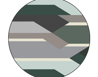 绿色系几何图案圆形绒布地毯贴图