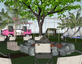 星空露营公园 户外帐篷野餐聚会团建 生态露天电影院帐篷派对