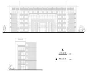 多层办公楼平立面CAD图带效果图
