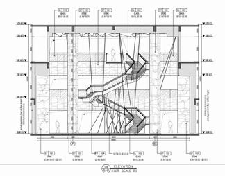 某酒店大堂公区CAD施工图 前台接待 大堂吧 公区 电梯厅