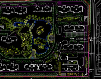 居住小区的种植绿化规划图 施工图 概念方案