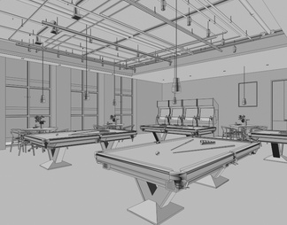 台球室 游戏厅 台球厅 台球桌 游戏机