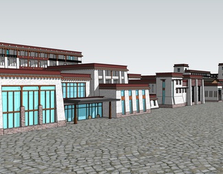 西藏公共建筑 藏区民居民宿 商业街风情街酒店