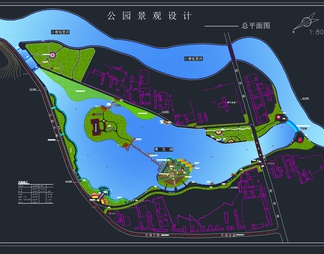 34套滨水湿地河道公园景观CAD施工图