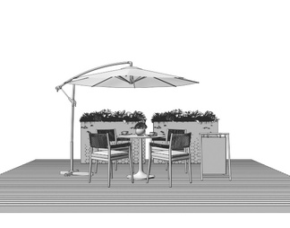 户外桌椅 休闲桌椅 植物花箱 遮阳伞