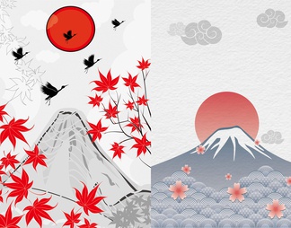 仙鹤壁纸，富士山壁纸