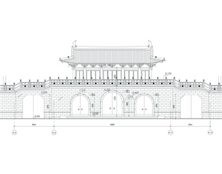 仿古山门建筑cad图