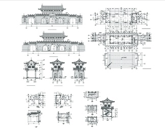 仿古山门建筑cad图