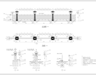 公园仿古围墙详图