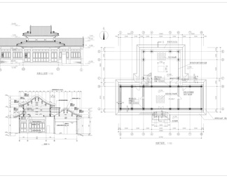 仿古戏楼建筑cad图