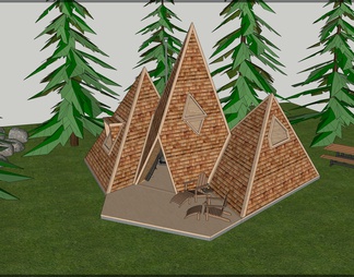 丛林中的三角木屋