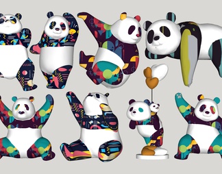 动物雕塑熊猫雕塑景观小品