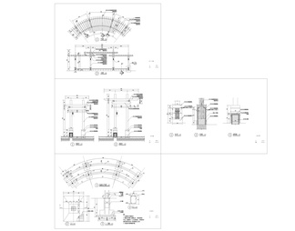 弧形三段式廊架详图