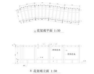 花架四角凉亭详图