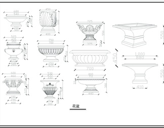 花盆、花瓶、线条及罗马柱图库
