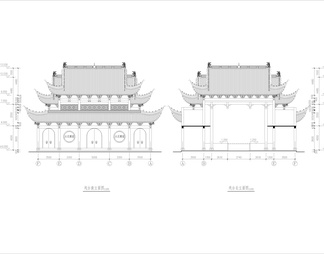 古建筑祠堂戏台设计cad图
