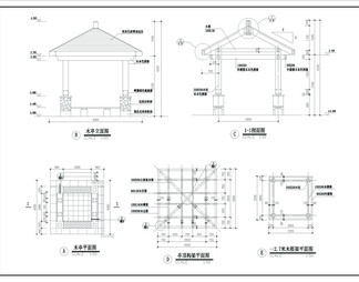 景观木亭详图