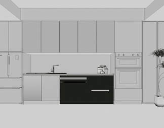 厨房橱柜组合 烤箱 微波炉 水槽 吊柜