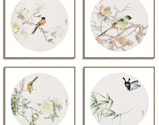 中式花鸟装饰画贴图 