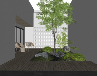 天井庭院 景观造景 植物景观 户外椅