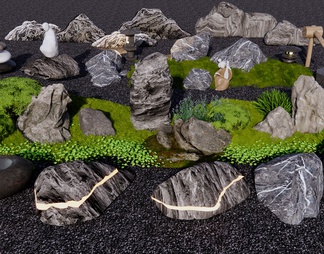 景观石头 水钵 置石 景观小品 假山 苔藓石