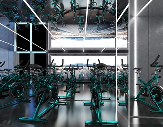 健身房，动感单车厅，动感单车，科技动感单车