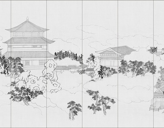 新中式山水壁画贴图 (3)