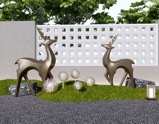 麋鹿景观雕塑 庭院雕塑 景观灯 草坪灯