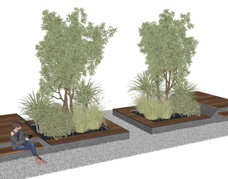 景观座椅 植物组合 植物堆 树池 灌木 乔木 花草