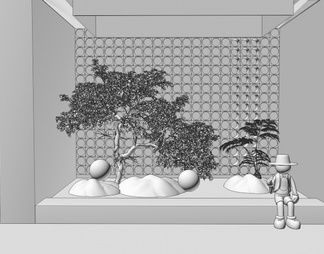 室内植物景观造景 庭院小品 景观树 苔藓 雕塑摆件