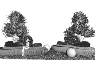 景观座椅 植物组合 植物堆 花境 灌木绿植