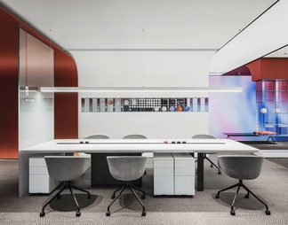 350㎡办公室施工图+效果图  办公空间 会议室 开敞办公