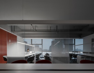 350㎡办公室施工图+效果图  办公空间 会议室 开敞办公